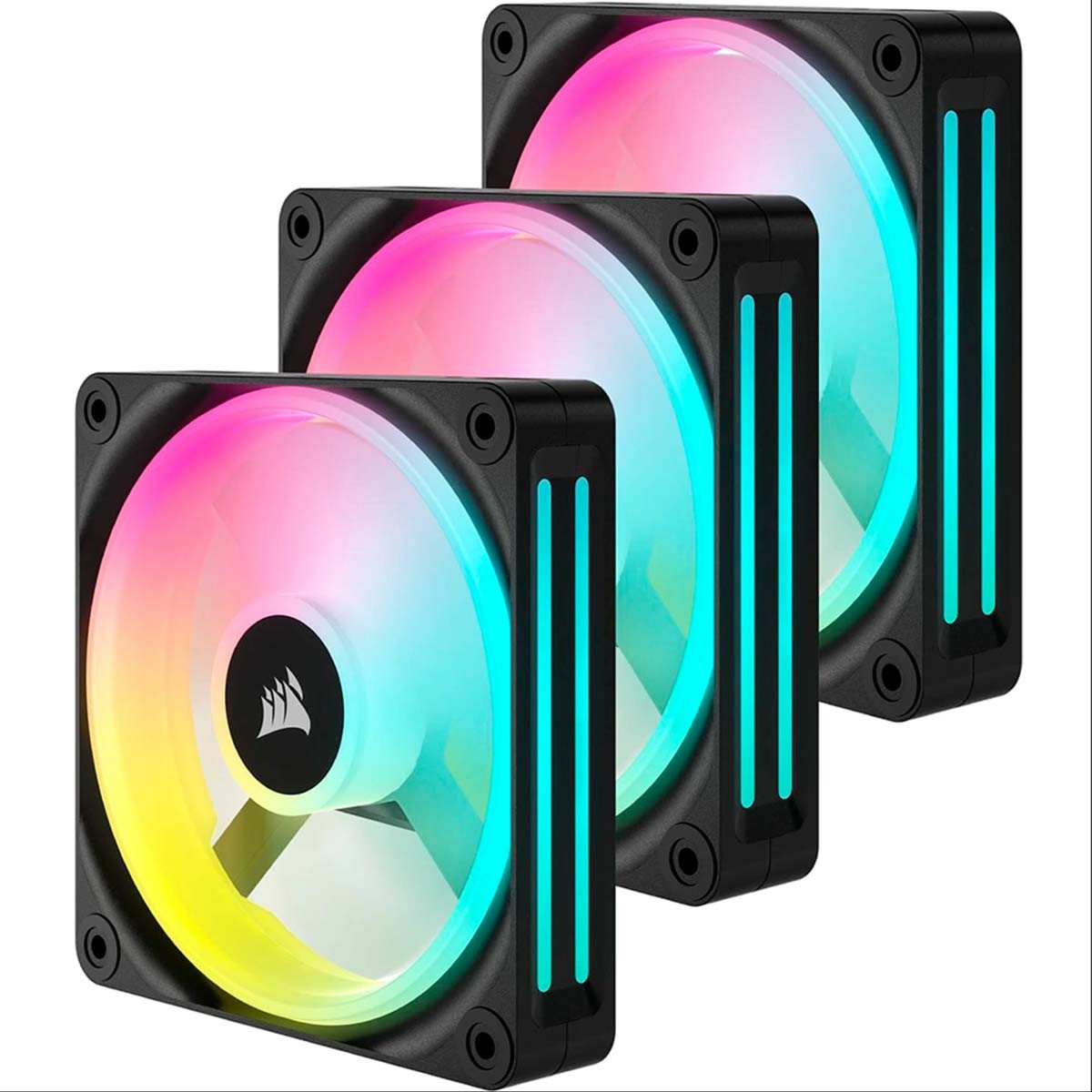 Kit Fan Com 3 Unidades, Corsair, iCue, QX120, RGB, Magnetic, 120mm, Black, CO-9051002-WW