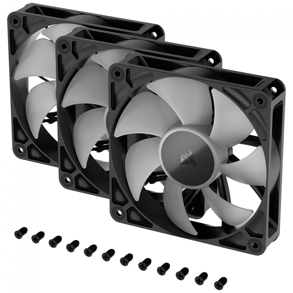 Kit Fan Com 3 Unidades Corsair RS120 ARGB, 120mm, PWM, Preto, CO-9050181-WW