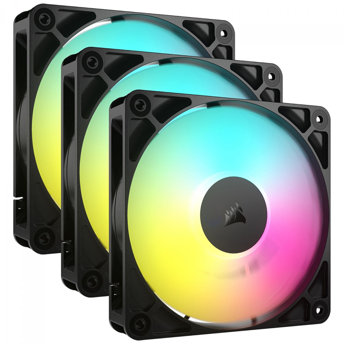 Kit Fan Com 3 Unidades Corsair RS120 ARGB, 120mm, PWM, Preto, CO-9050181-WW