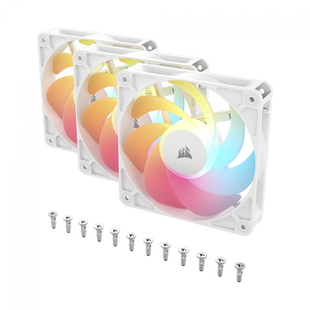 Kit Fan Com 3 Unidades Corsair RS120-R, ARGB, Reverse, 120mm, Branco, CO-9050197-WW