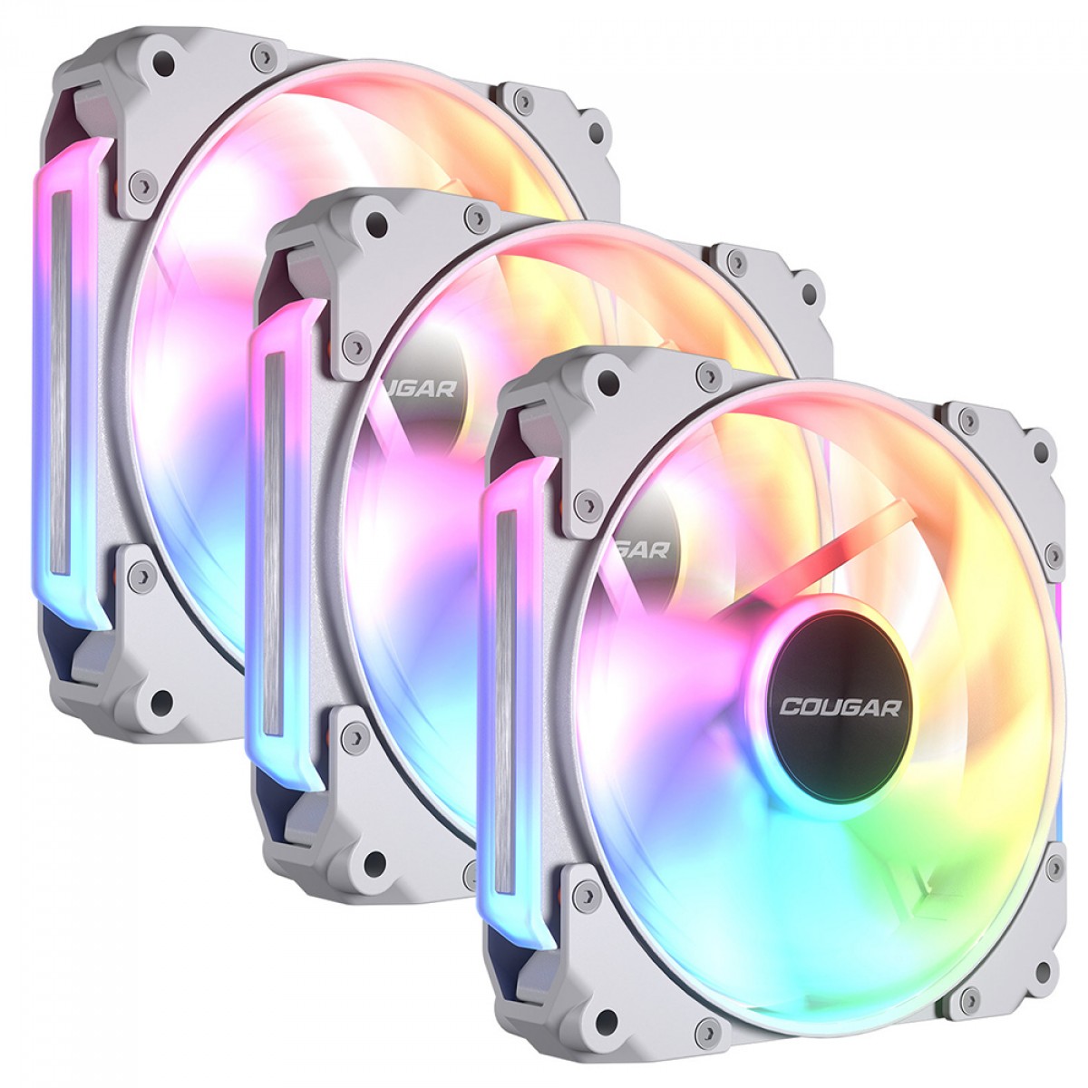 Kit Fan Com 3 Unidades Cougar Apolar, 120mm, ARGB, PWM, Branco, 3MAPR12A3.0002