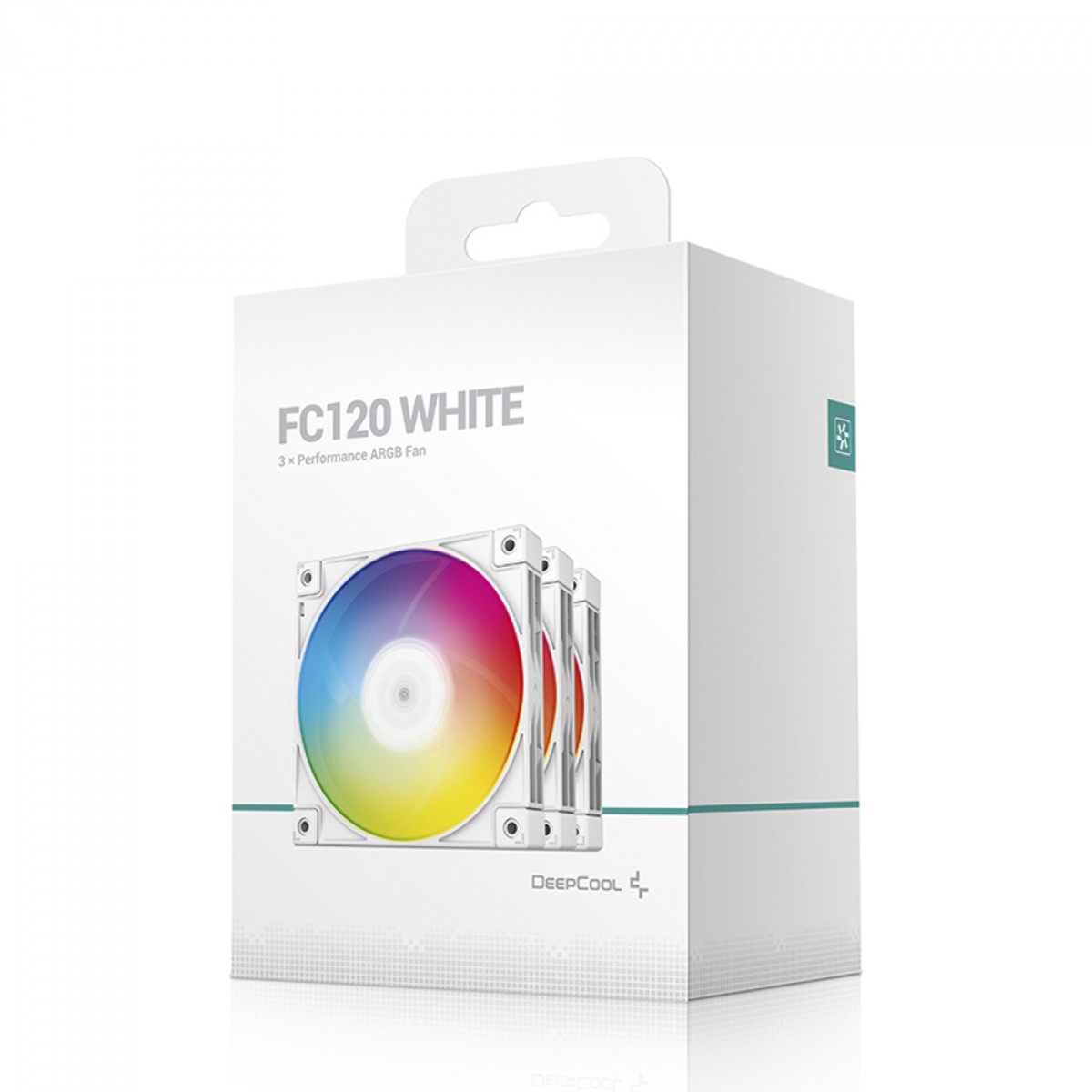 Kit Fan com 3 Unidades DeepCool FC120 WH, RGB, 120mm, White, R-FC120-WHAMN3-G-1