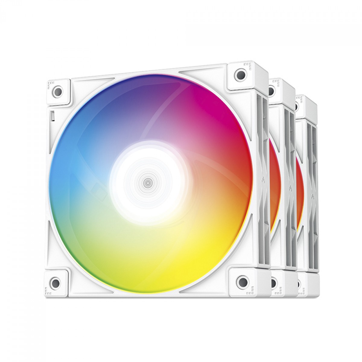 Kit Fan com 3 Unidades DeepCool FC120 WH, RGB, 120mm, White, R-FC120-WHAMN3-G-1