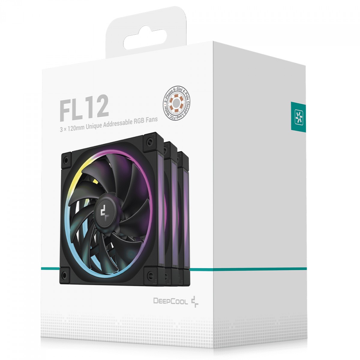 Kit Fan Com 3 Unidades DeepCool FL12, ARGB, 120mm, PWM, Preto, R-FL12-BKAPN3-G