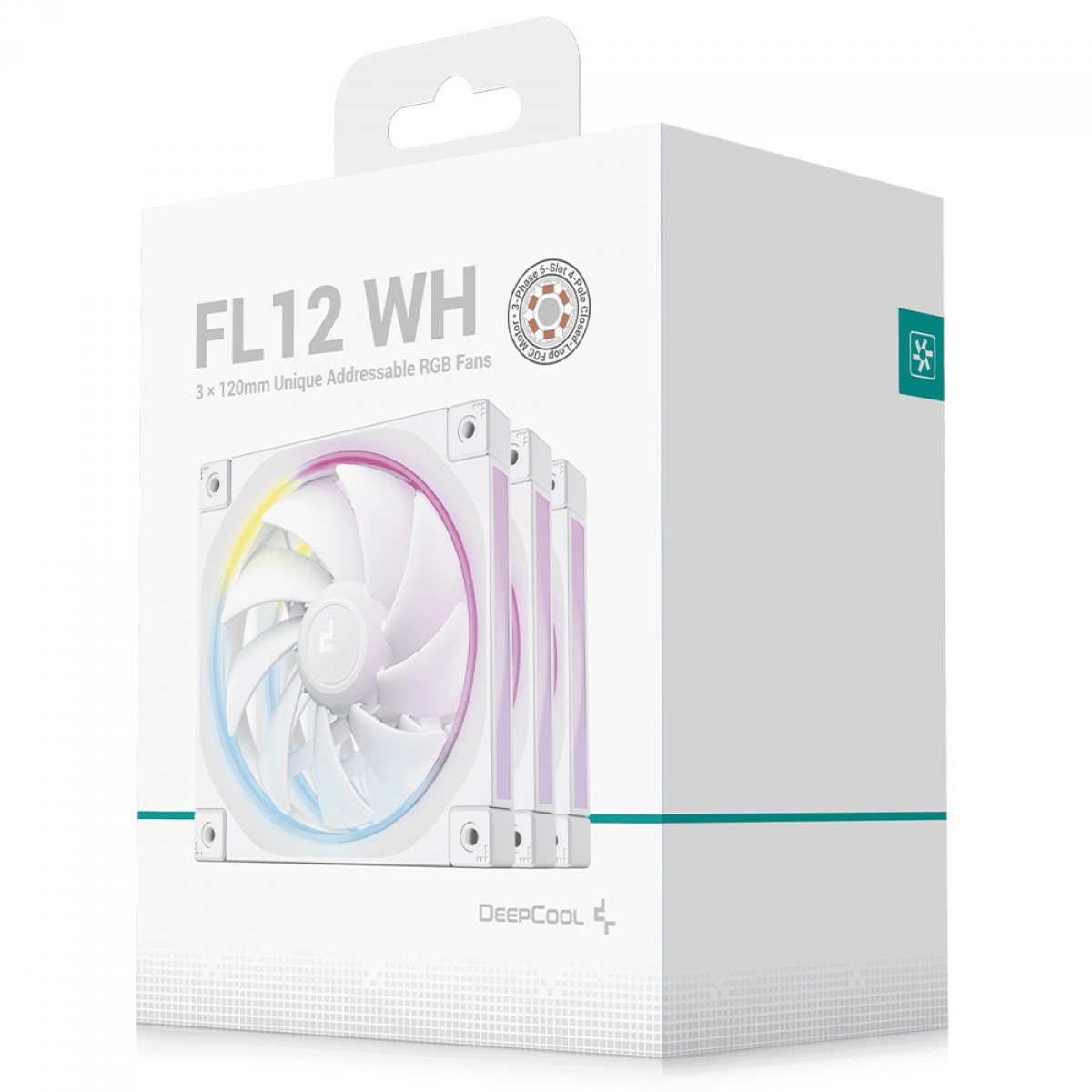 Kit Fan Com 3 Unidades DeepCool FL12 WH, ARGB, 120mm, PWM, Branco, R-FL12-WHAPN3-G