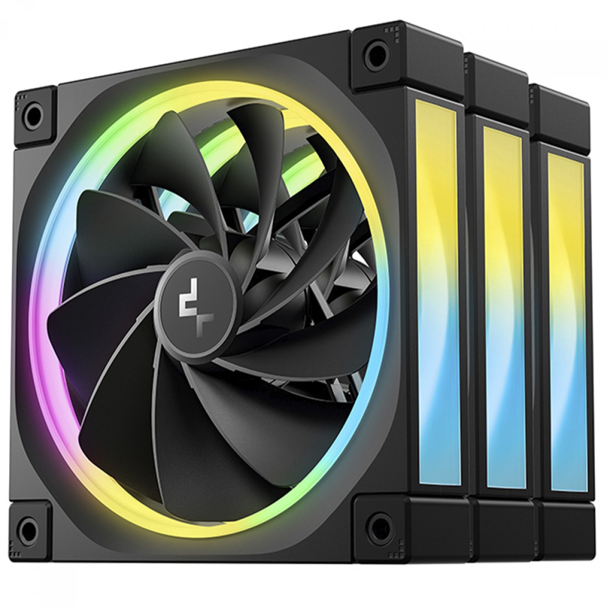 Kit Fan Com 3 Unidades DeepCool FL12R, ARGB, 120mm, Reverse, PWM, Preto, R-FL12R-BKAPN3-G