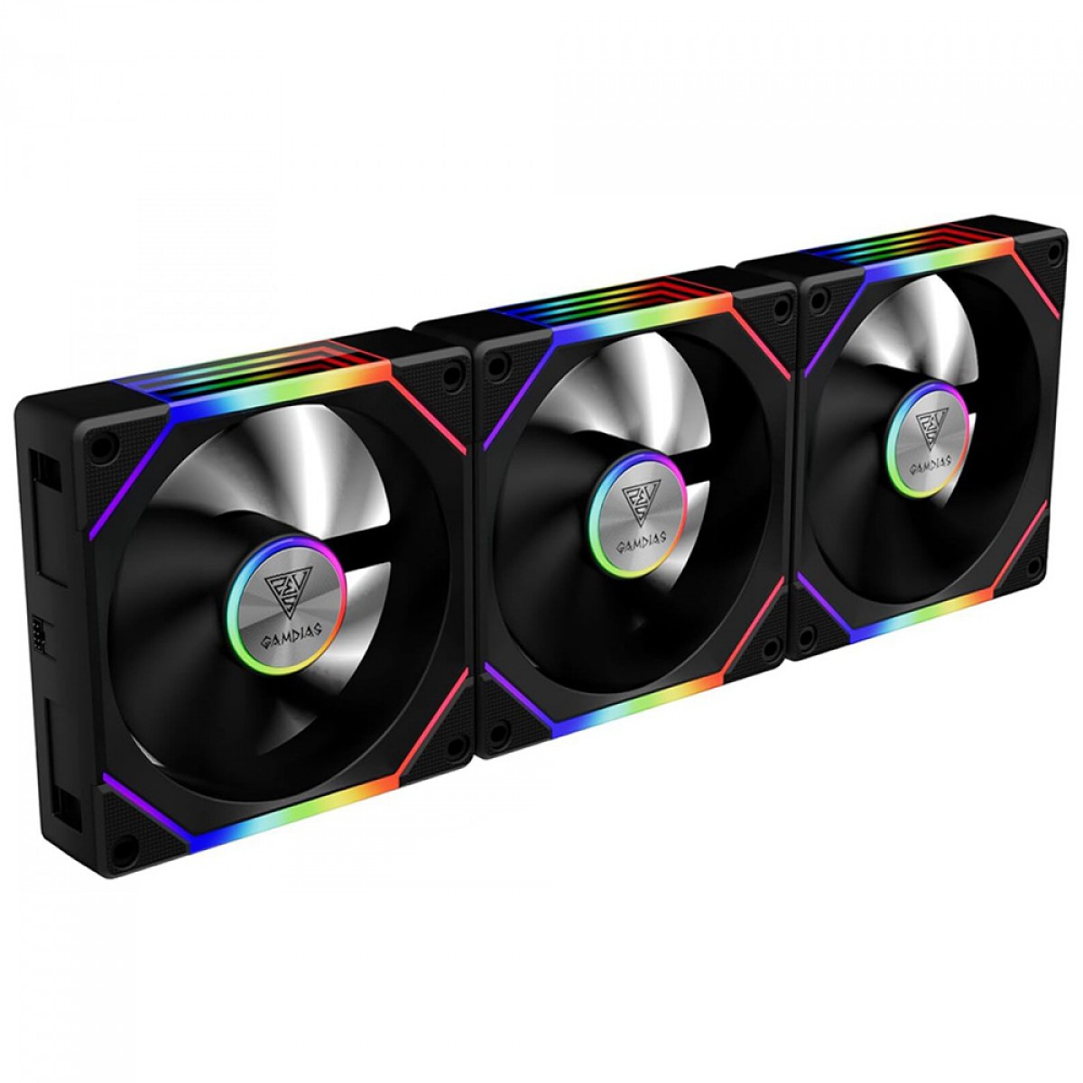 Kit Fan Com 3 Unidades Gamdias Aeolus P2-1203, ARGB, 120mm, PWM, Preto