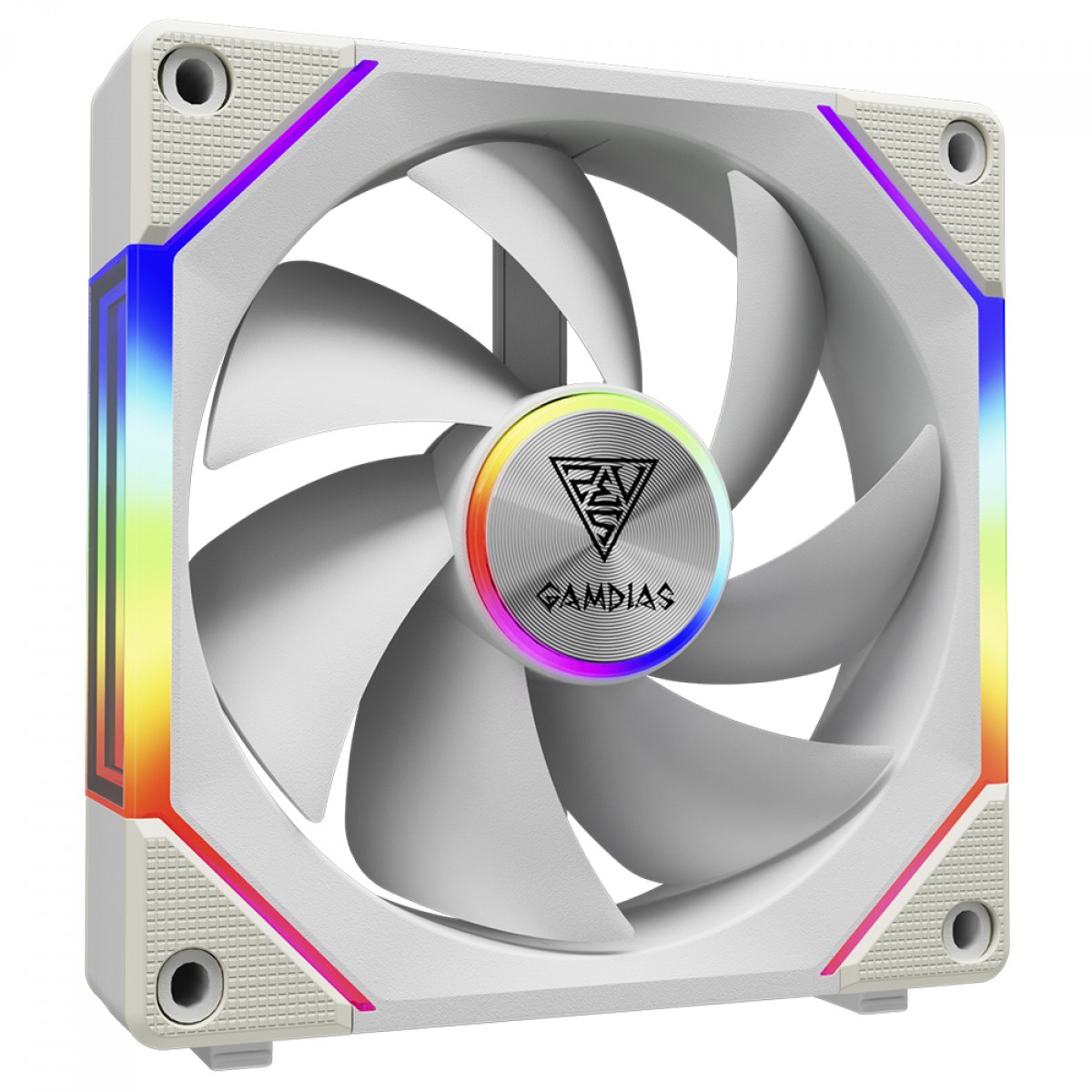 Kit Fan Com 3 Unidades Gamdias Aeolus P2-1203U WH, ARGB, 120mm, PWM, Com Controladora, Branco