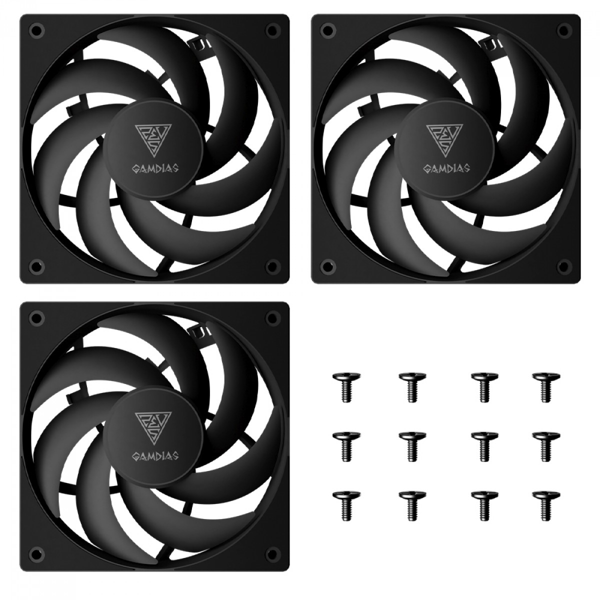 Kit Fan com 3 Unidades Gamdias Notus M1-1203, 120mm, PWM, Preto