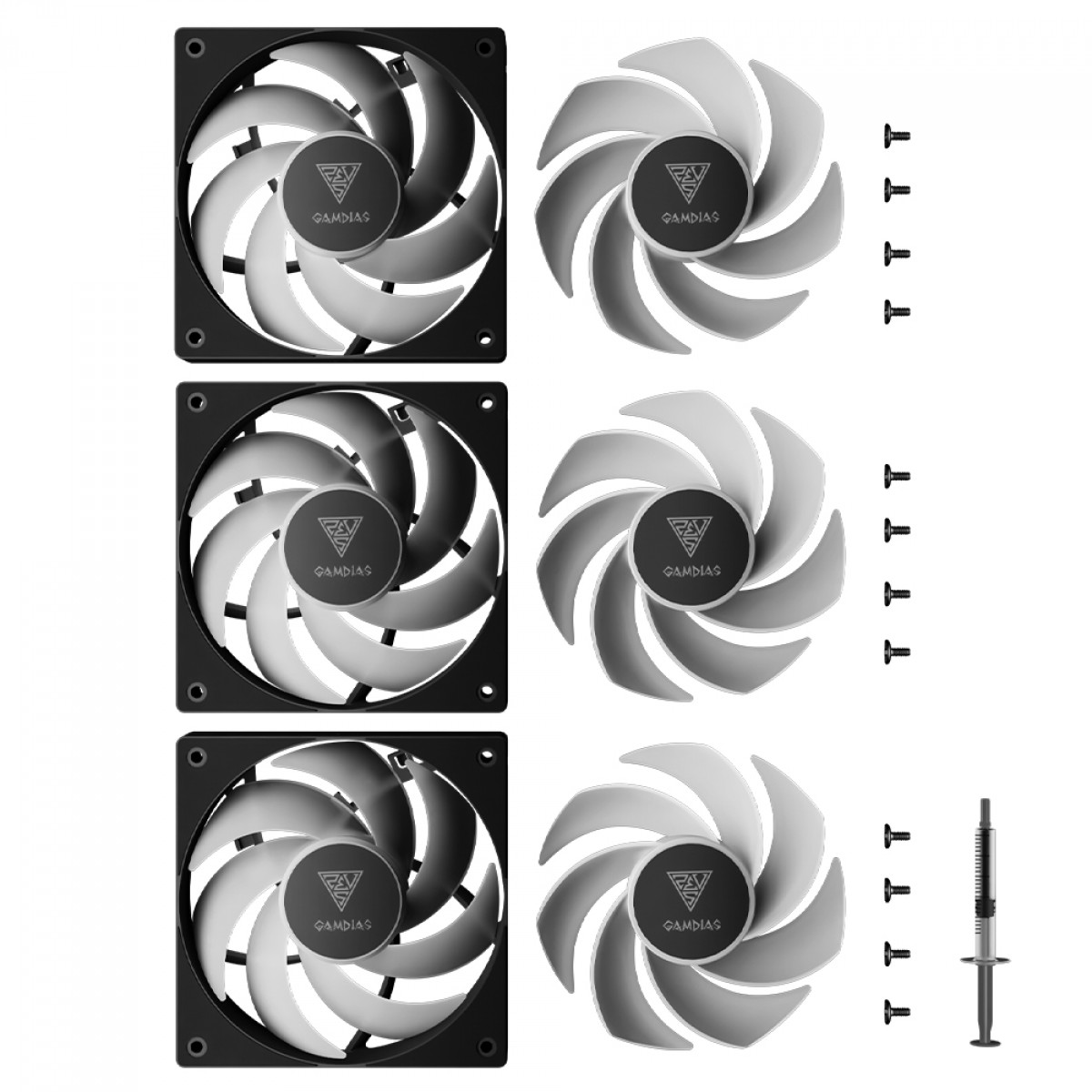Kit Fan com 3 Unidades Gamdias Notus M1-1203 ARGB, 120mm, PWM, Preto