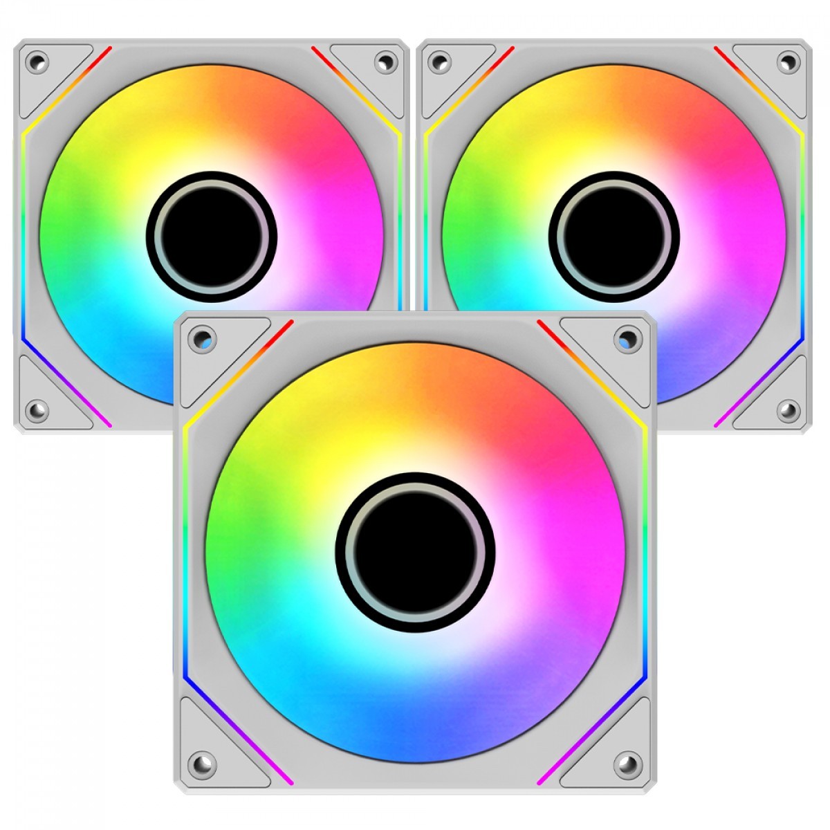 Kit Fan Com 3 Unidades Gamer Ninja Shimo, ARGB, 120mm, Com Controladora, Branco, GN-FN-SMK12AW