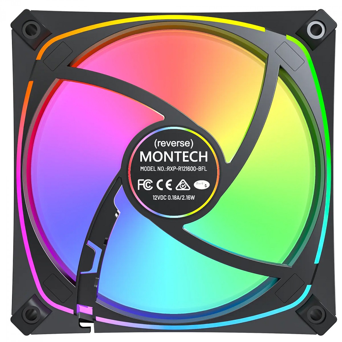 Kit Fan com 3 Unidades Montech RX120 Pro, ARGB, 120mm, Reverse, PMW, Preto