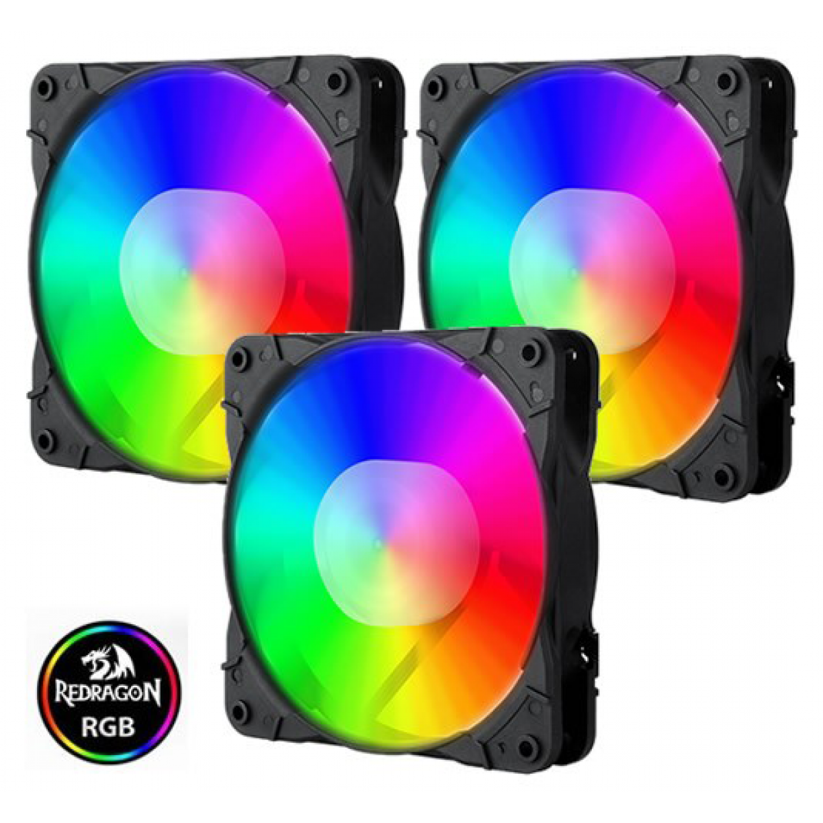 Kit Fan com 3 Unidades Redragon, RGB 120mm, Com Controladora, GC-F007