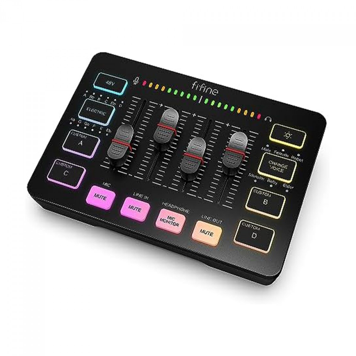 Kit Fifine Ampligame KS5 Streamer/Gamer, RGB, Com Microfone e Mixer de Áudio, XLR/USB, Preto