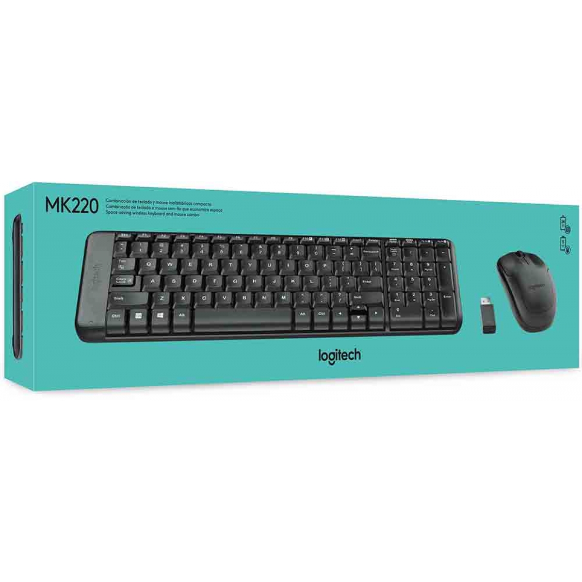 Combo Teclado e Mouse Logitech MK220 Sem Fio Black ABNT2, 920-004431