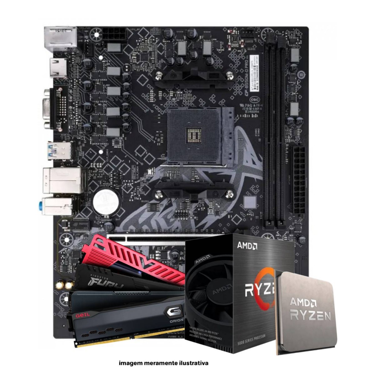 Kit Upgrade, AMD Ryzen 5 5600GT, Placa Mãe Colorful Battle-AX B550M-D Pro V14, 16GB (2X8GB) DDR4