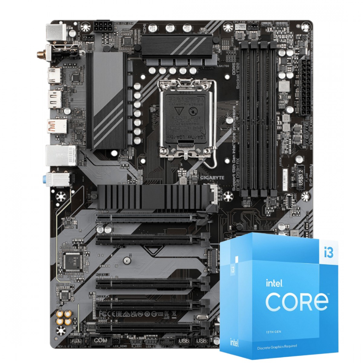 Kit Upgrade, Intel Core i3 13100F, Placa Mãe Chipset B760