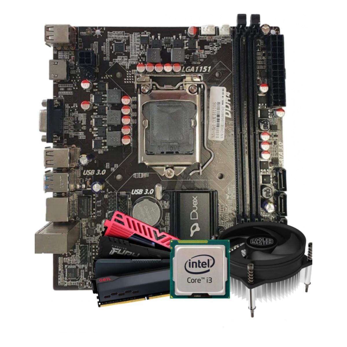 Kit Upgrade, Intel Core I3 6100, Placa Mãe Chipset H110. Memória 16GB DDR4
