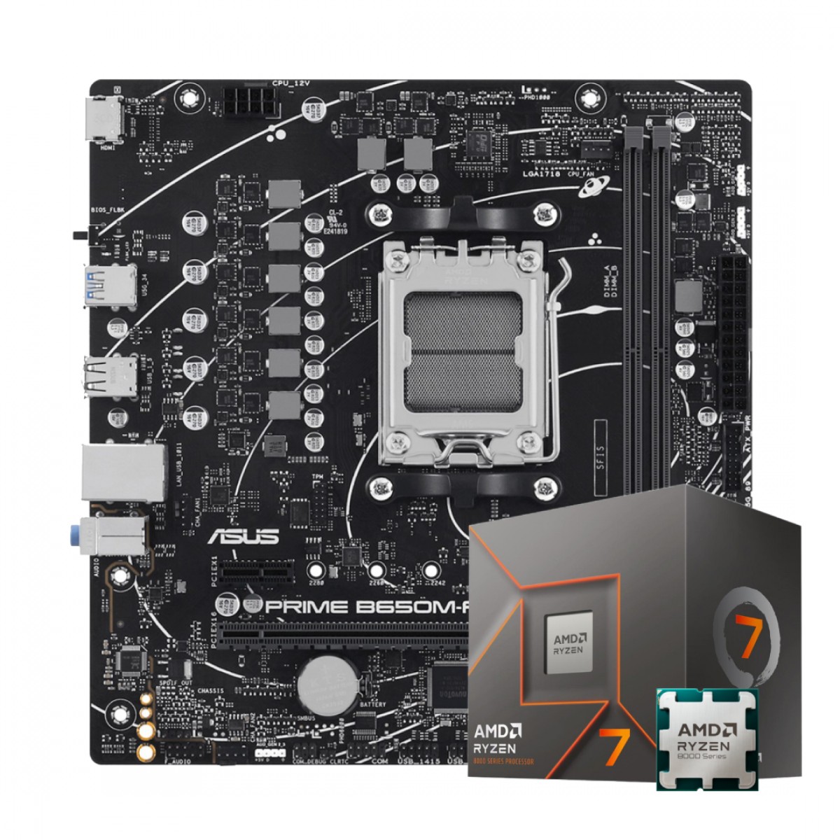Kit Upgrade, Ryzen 7 8700F, Placa Mãe Chipset B650 DDR5