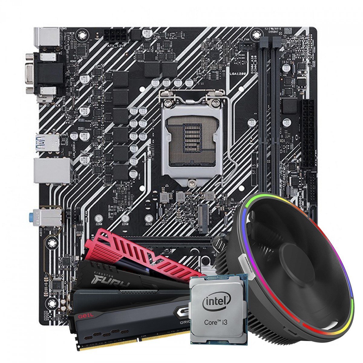 Kit Upgrade, Intel Core i3 10100 + Placa Mãe H510 + 8GB DDR4
