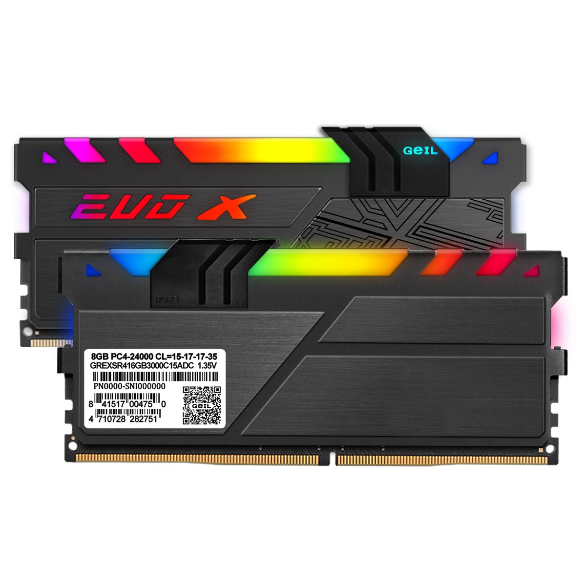 Memória DDR4 Geil EVO X II RGB, 16GB (2x8GB) 3000MHz, ROG CERTIFIED, BLACK, GREXSR416GB3000C15ADC