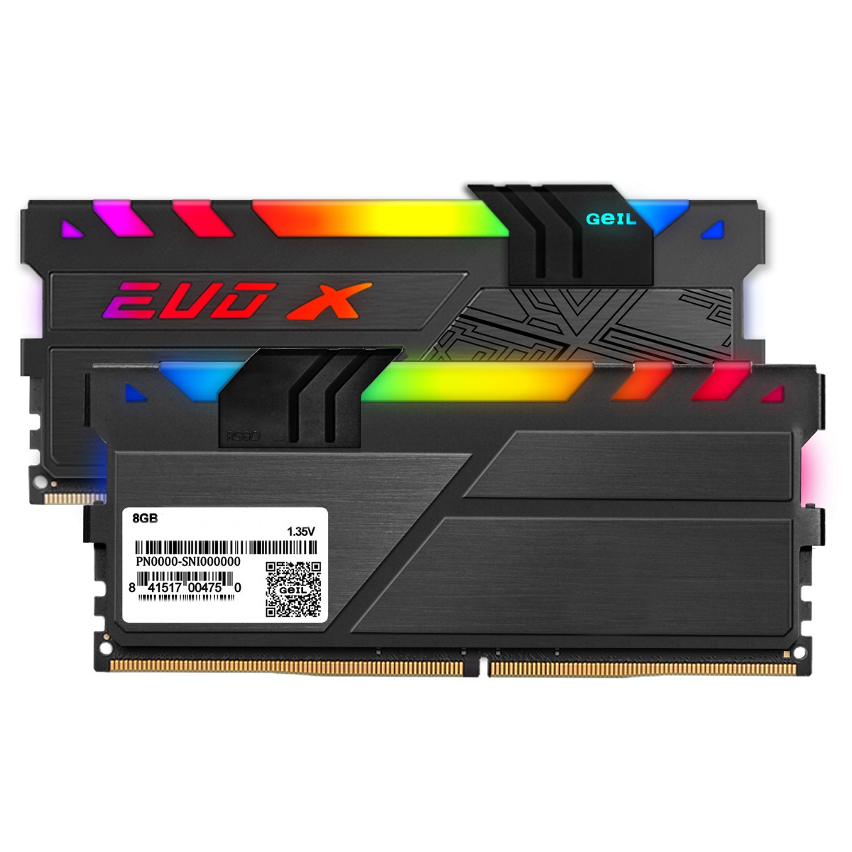 Memória DDR4 Geil EVO X II RGB, 16GB (2x8GB) 3200MHz, ROG CERTIFIED, BLACK, GREXSR416GB3200C16ADC
