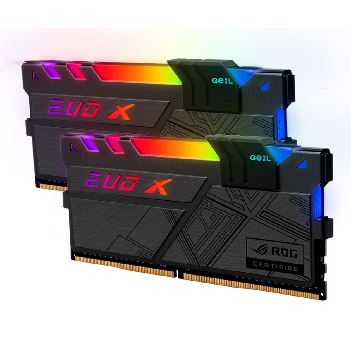 Memória DDR4 Geil EVO X II RGB, 16GB (2x8GB) 3200MHz, ROG CERTIFIED, BLACK, GREXSR416GB3200C16ADC