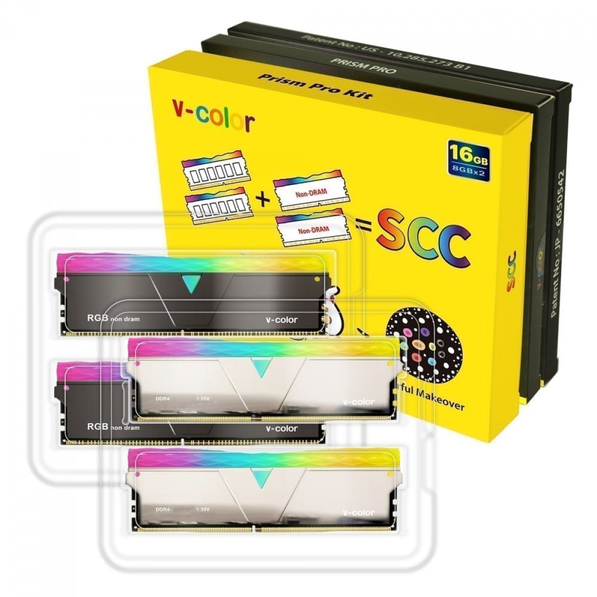 Memória DDR4 V-Color Prism Pro, 16GB (2x8GB), 4000MHz, RGB, Silver, SCC-TL8G40819D-E6PRSWK