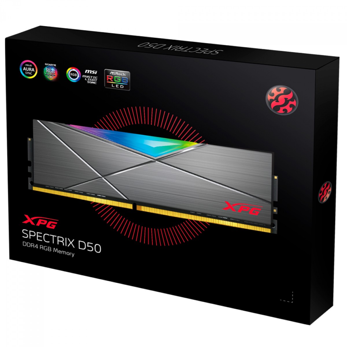 Memória DDR4 XPG Spectrix D50, 32GB, 3200MHz, RGB, Gray, AX4U320032G16A-ST50