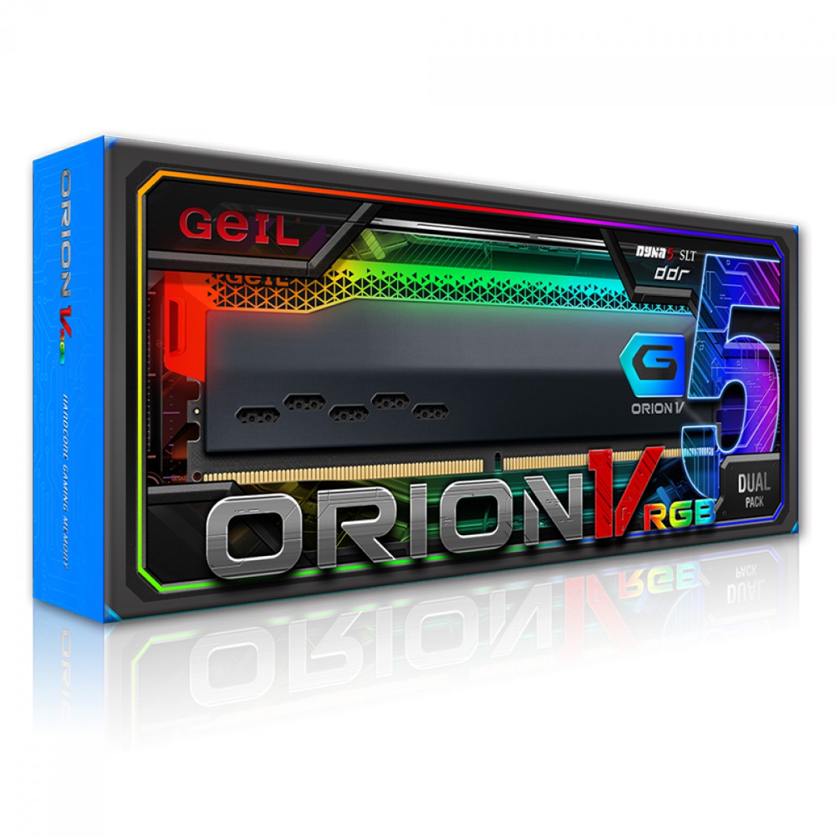 Memória DDR5 Geil Orion V, 32GB (2x16GB), 5200MHz, RGB, Racing Red, GVSR532GB5200C38BDC