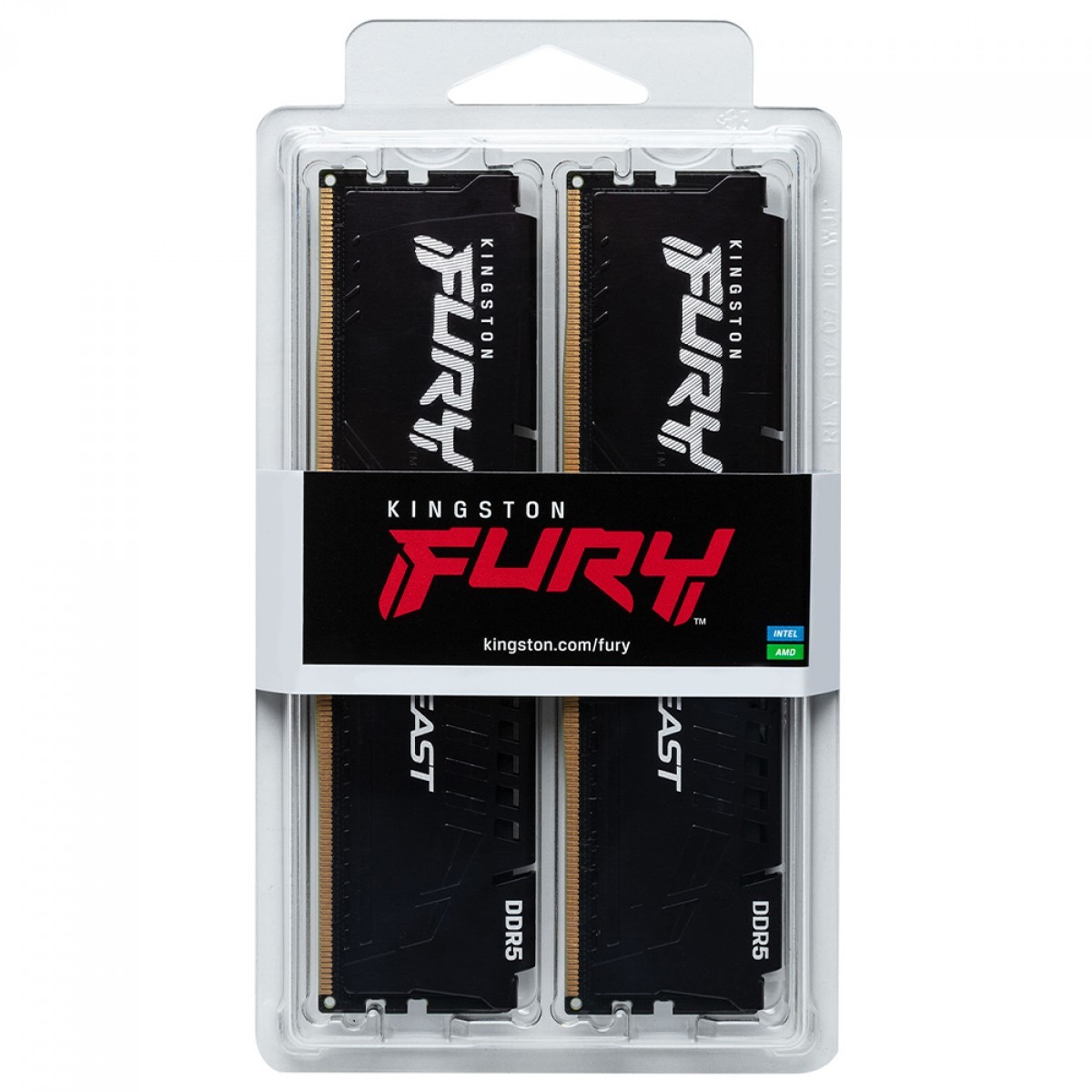 Memória DDR5 Kingston FURY Beast, 16GB (2x8GB), 6000MHz, Preto, KF560C30BBEK2-16