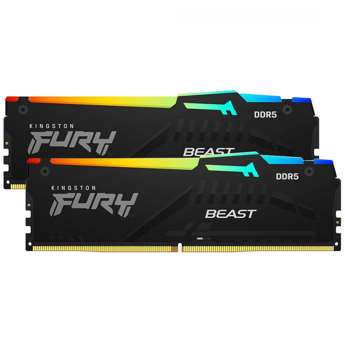 Memória DDR5 Kingston Fury Beast, RGB, 32GB (2x16GB), 5200Mhz, Black, KF552C36BBEAK2-32