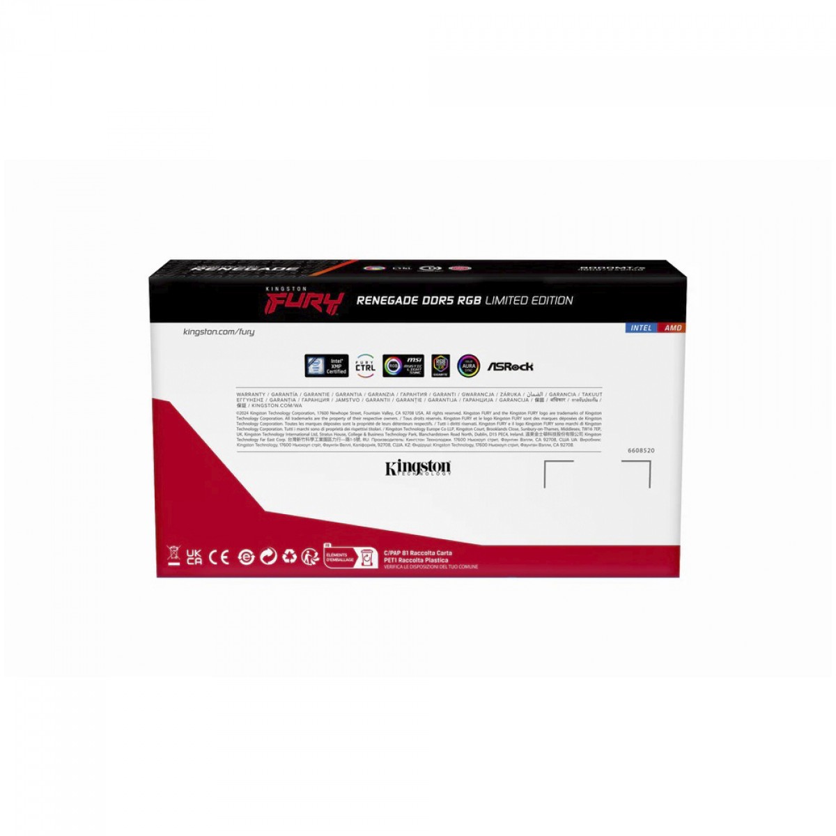 Memória DDR5 Kingston Fury Renegade RGB Limited Edition, 48GB (2x24GB), 8000MHz, KF580C36RLAK2-48