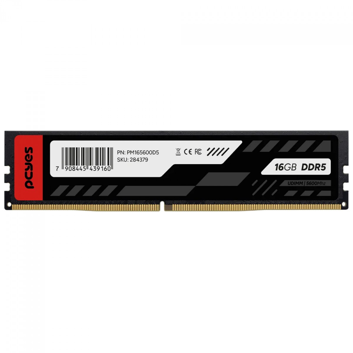 Memória DDR5 PCYes, 16GB, 5600MHz, Preto, PM165600D5