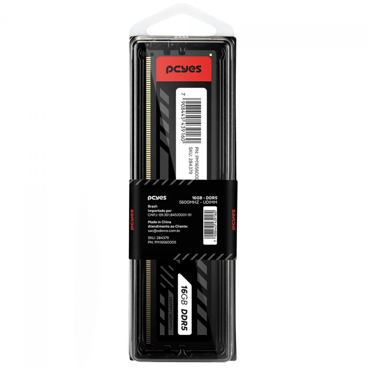 Memória DDR5 PCYes, 16GB, 5600MHz, Preto, PM165600D5