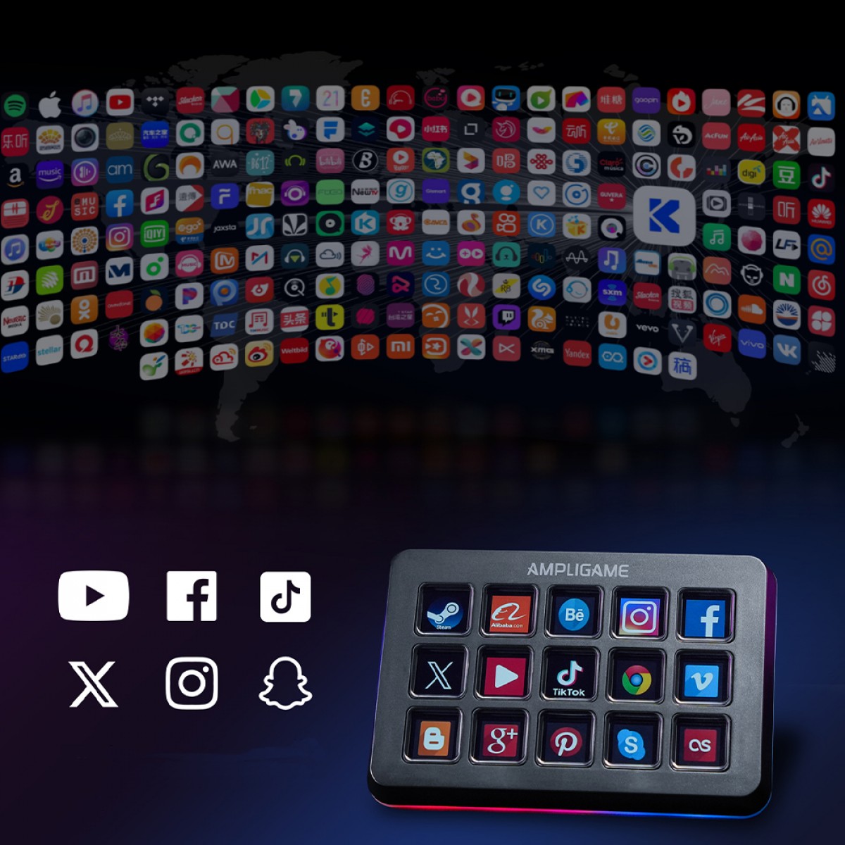 Mesa Controladora Fifine Ampligame D6, 15 Teclas, RGB, Preto