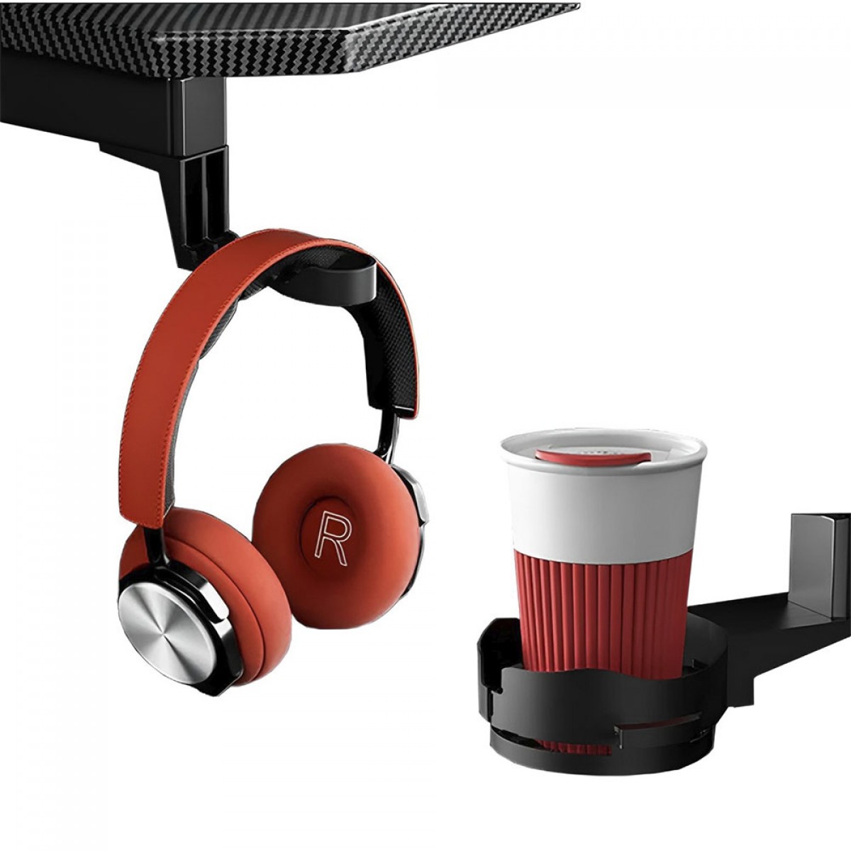 Mesa Gamer BRX Evo Palace, Com Suporte Para Headset e Copo, Black, 51056711