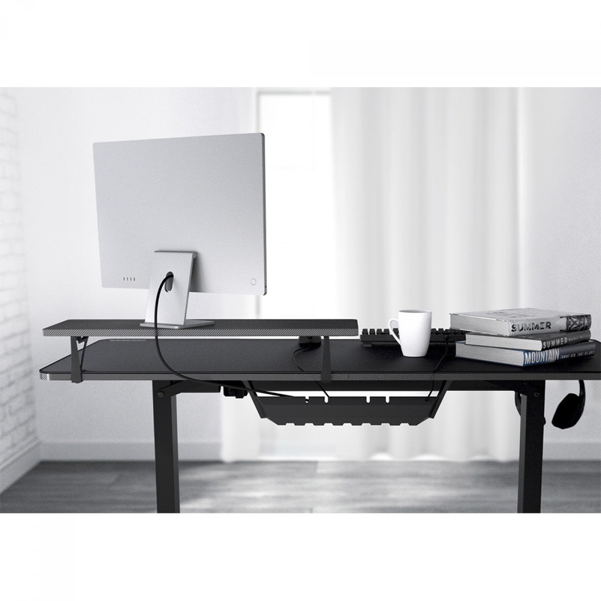 Mesa Gamer Cougar E-STAR 140, Ajuste Elétrico, Suporte Para Headset, Black, 3MSTA3WB.0006