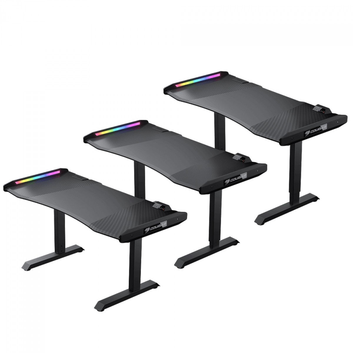 Mesa Gamer Cougar Mars PRO 150, Altura Ajustável, RGB, Black, CGR-MARS PRO 150 