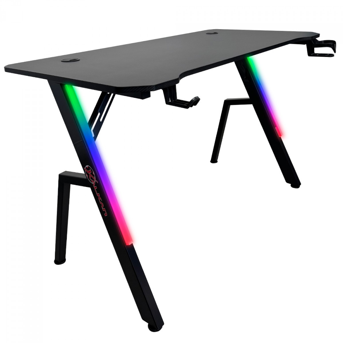 Mesa Gamer Kalkan Illumi RGB, Inclinável, Com Suporte Para Headset e Copo, Preto, KLK00030