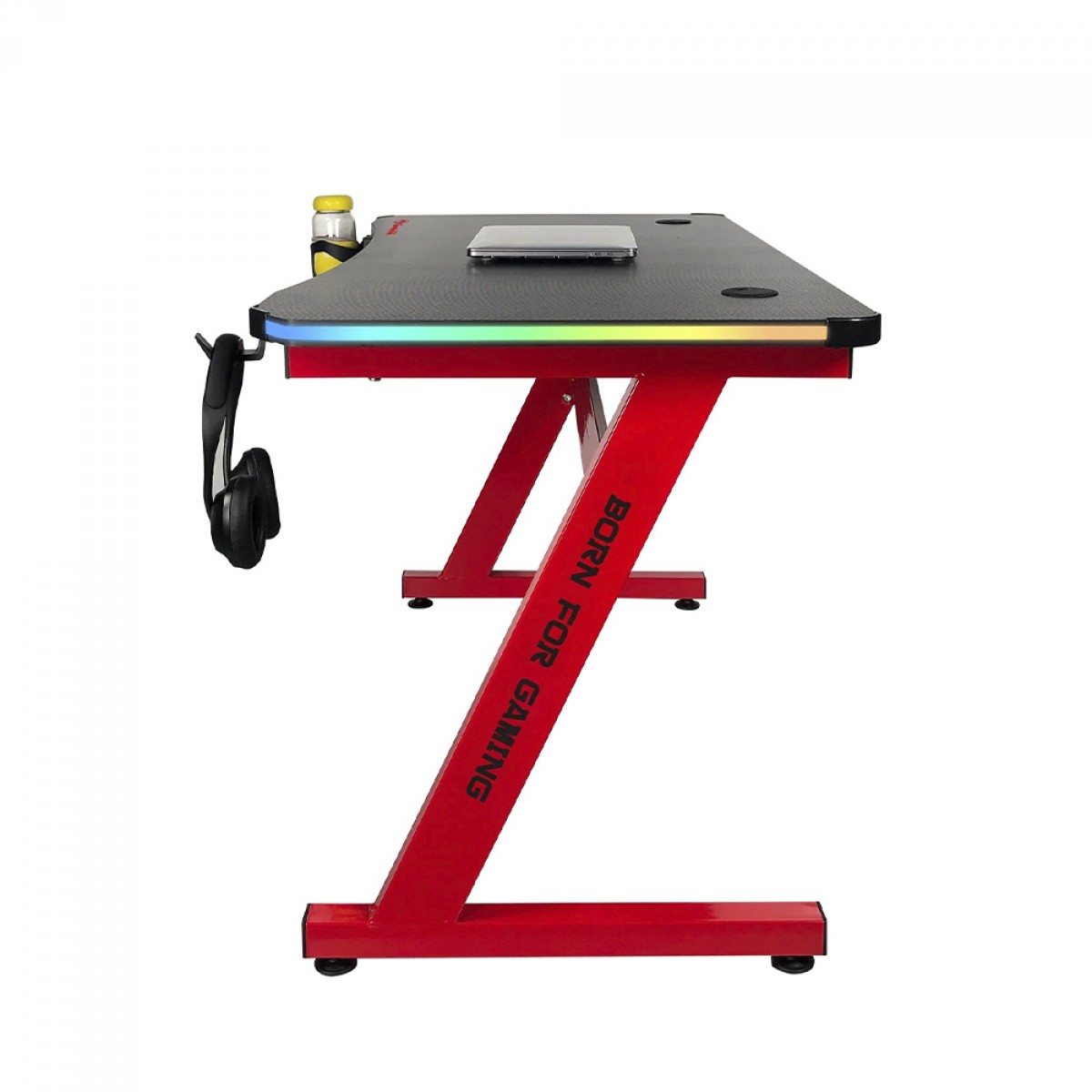 Mesa Gamer Marvo DE-08, Com Suporte Para Headset e Copo, Preto e Vermelho, DE-08