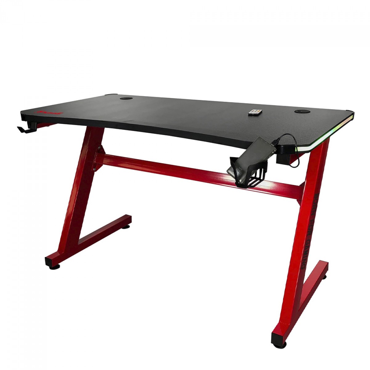 Mesa Gamer Marvo DE-08, Com Suporte Para Headset e Copo, Preto e Vermelho, DE-08