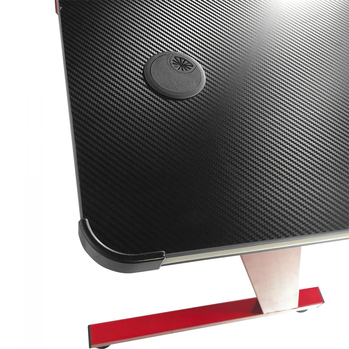 Mesa Gamer Marvo DE-08, Com Suporte Para Headset e Copo, Preto e Vermelho, DE-08