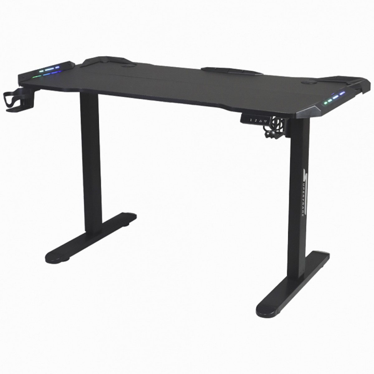 Mesa Gamer SuperFrame Epic Pro, RGB, Altura Ajustável, Com Suporte Para Headset e Copo, Black, SF-TB-12060BA