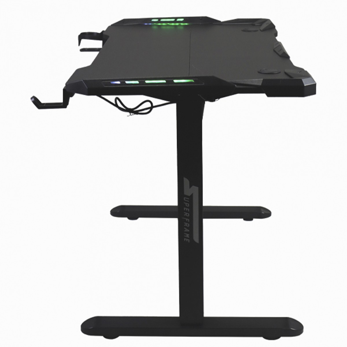 Mesa Gamer SuperFrame Epic Pro, RGB, Altura Ajustável, Com Suporte Para Headset e Copo, Black, SF-TB-12060BA