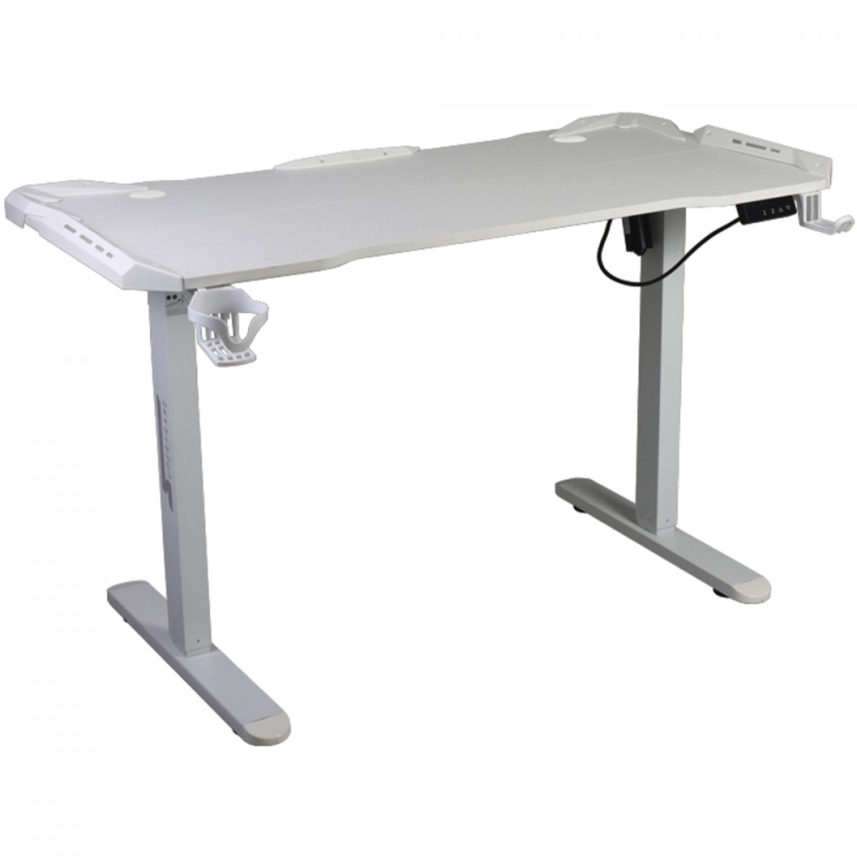 Mesa Gamer SuperFrame Epic Pro, RGB, Altura Ajustável, Com Suporte Para Headset e Copo, White, SF-TB-12060WA