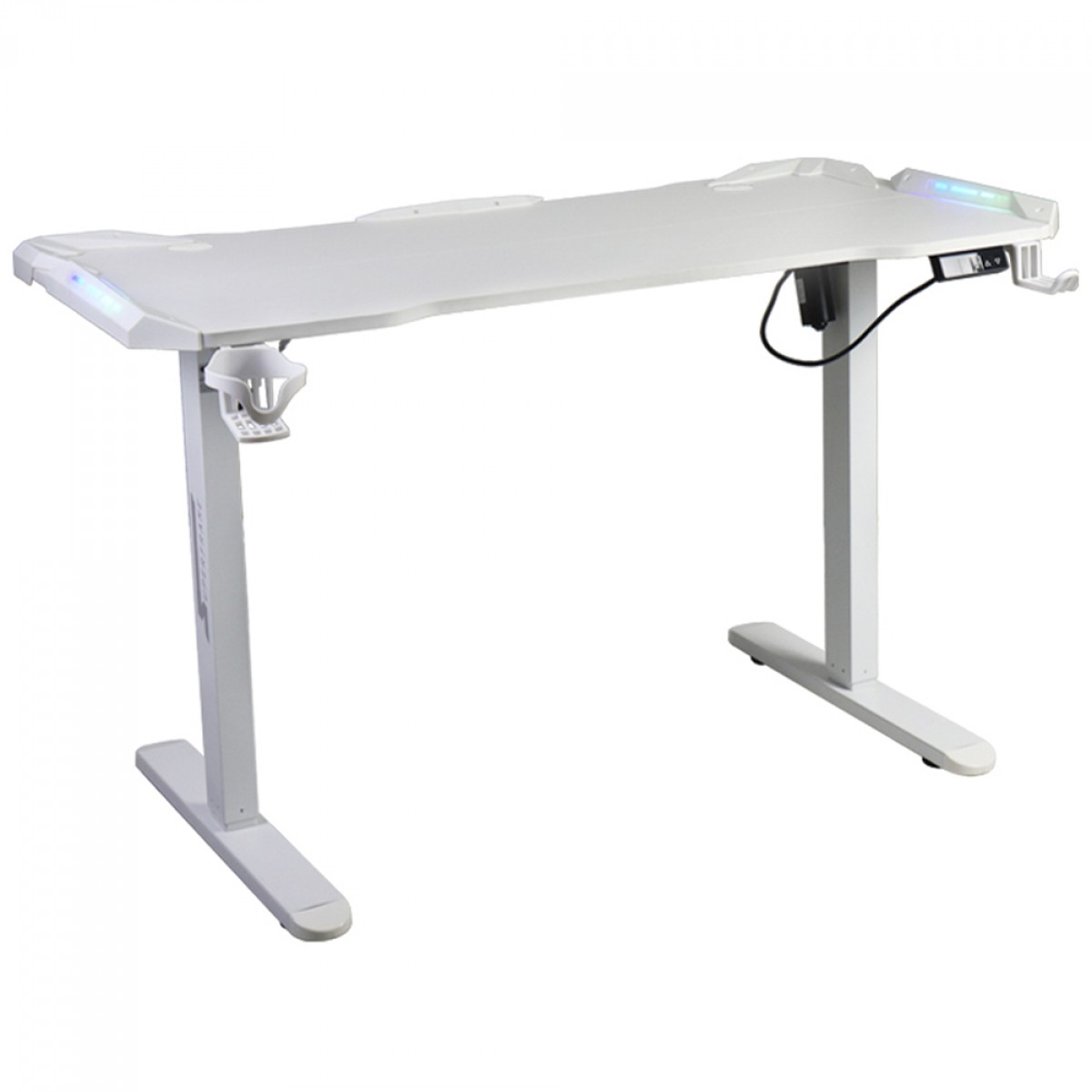 Mesa Gamer SuperFrame Epic Pro, RGB, Altura Ajustável, Com Suporte Para Headset e Copo, White, SF-TB-12060WA
