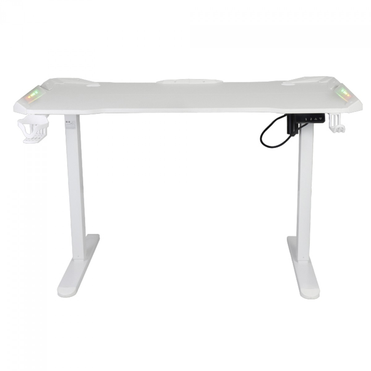 Mesa Gamer SuperFrame Epic Pro, RGB, Altura Ajustável, Com Suporte Para Headset e Copo, White, SF-TB-12060WA