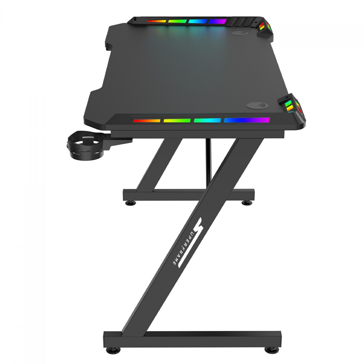 Mesa Gamer SuperFrame Epic RGB, Com Suporte Para Headset e Copo, Black, SF-TB-EP11060BF RGB