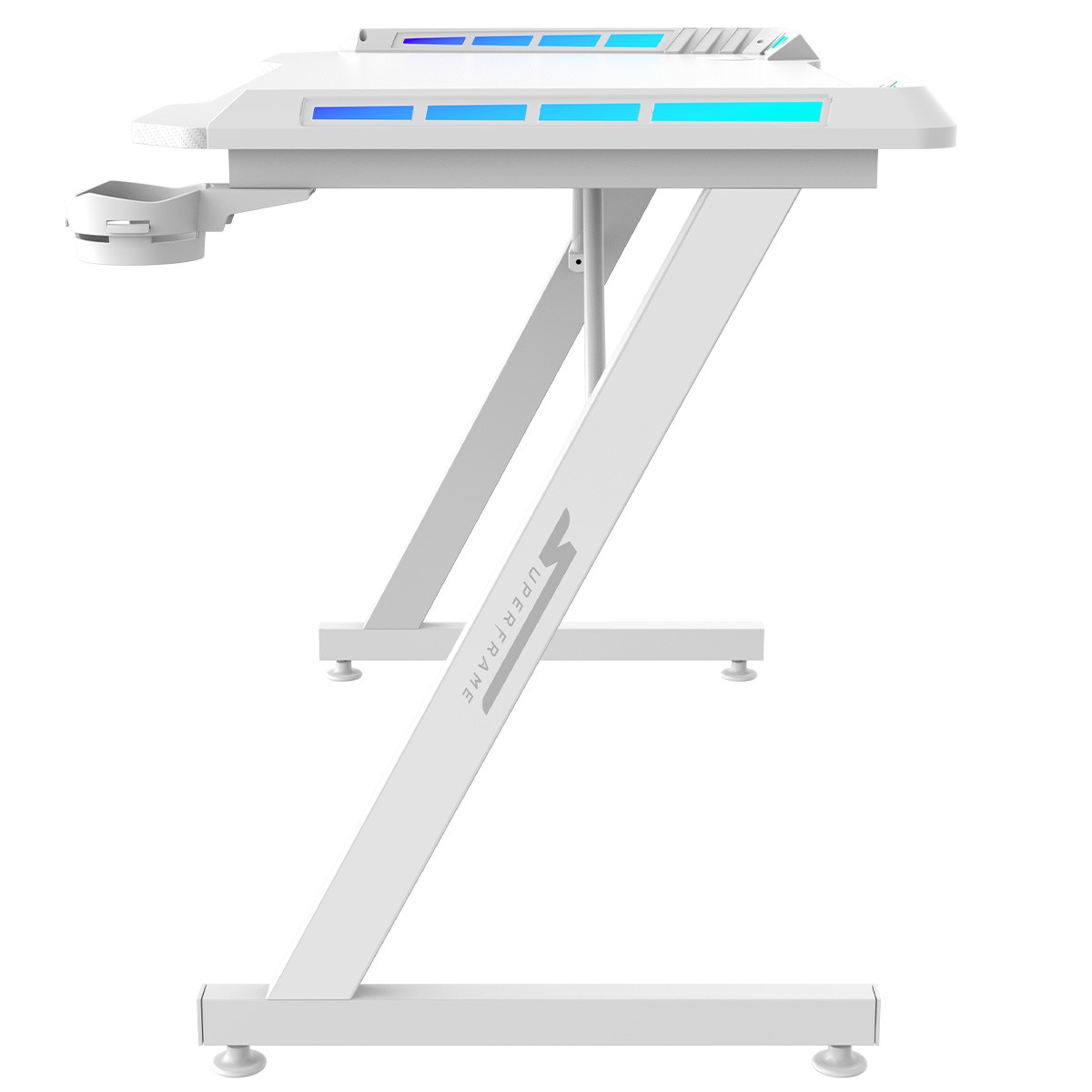 Mesa Gamer SuperFrame Epic RGB, Com Suporte Para Headset e Copo, Branco, SF-TB-EP11060WF RGB